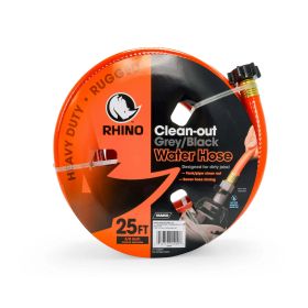 Camco 22990 RhinoFLEX 25ft Clean Out Hose Ideal For Flushing Black Water, Grey Water or Tote Tanks 5/8" Internal Diameter